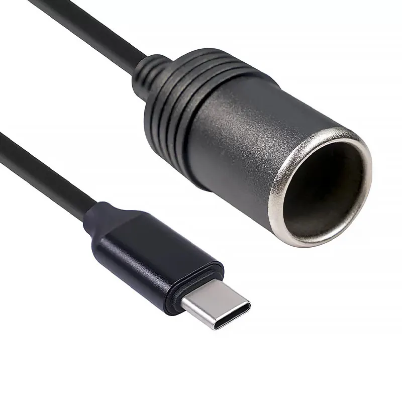 Car Adapter USB Type-C Male to 9V 12V Car Cigarette Lighter Socket Step Up Cable Female Power Cord for Power Bank DVR