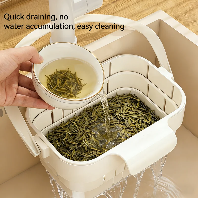 Hanging Sink Colander - Foldable & Expandable Kitchen Strainer Basket Sink Tool Accessory for Food & Fruit Residue Filtering