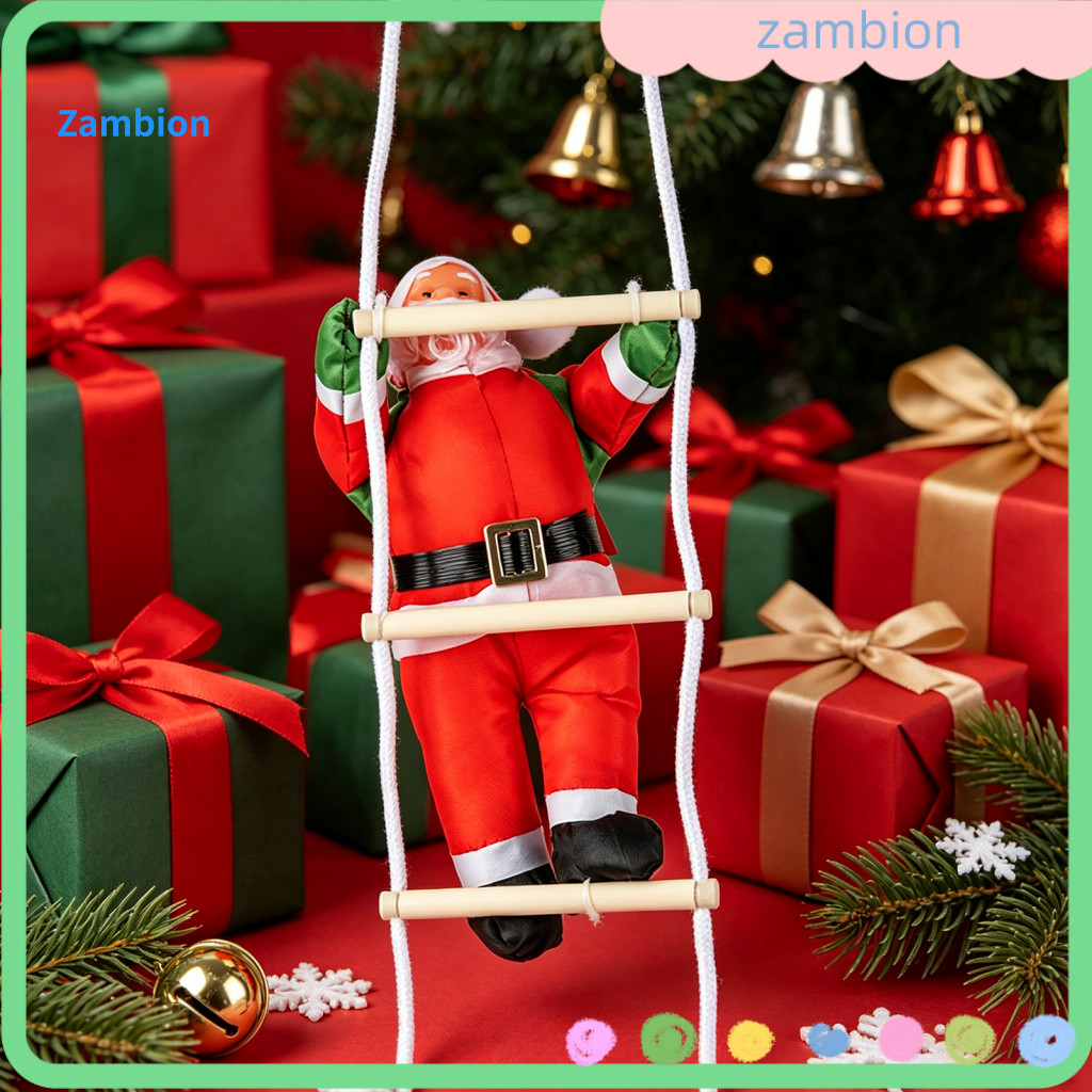 Christmas Hanging Ladder Ornament Indoor Outdoor Xmas Props Cute Plush Santa Claus Climbing Decoration Adorable Tree Hol