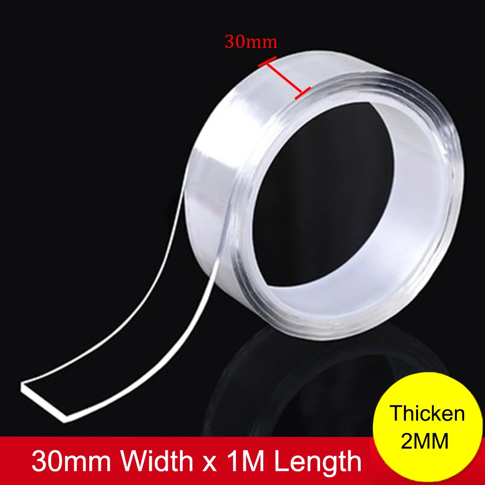 Nano Tape, 2mm Thicken Double Sided Transparent Reusable Waterproof Kitchen Bathroom Home Decoration Adhesive Monster Tape 1CS