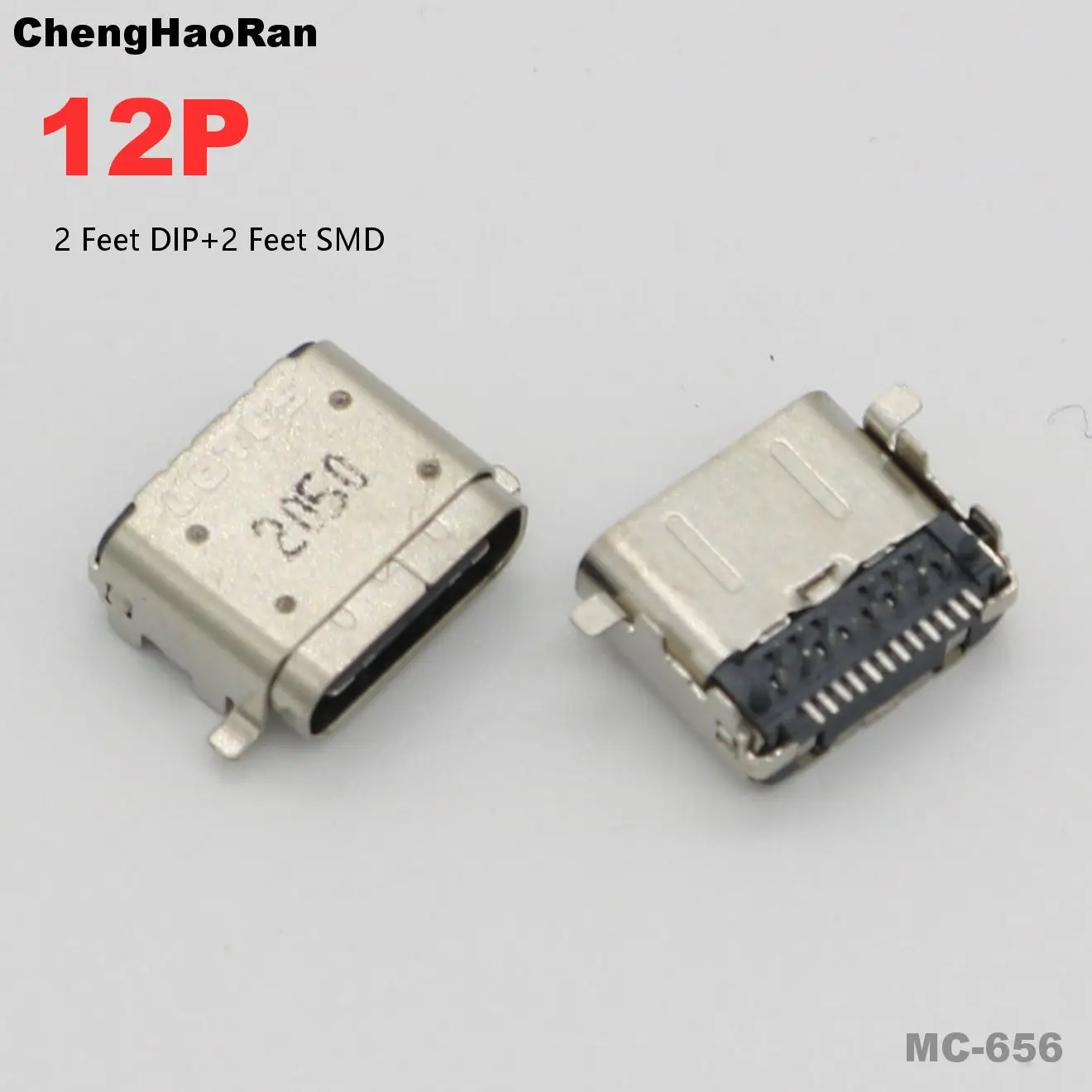 1pc 2 DIP 2 SMD 12P Type C USB Jack Power Socket Connector Fast Charger Dock for Lenovo / Xiaomi / Huawei Smart Phone Tablet PC