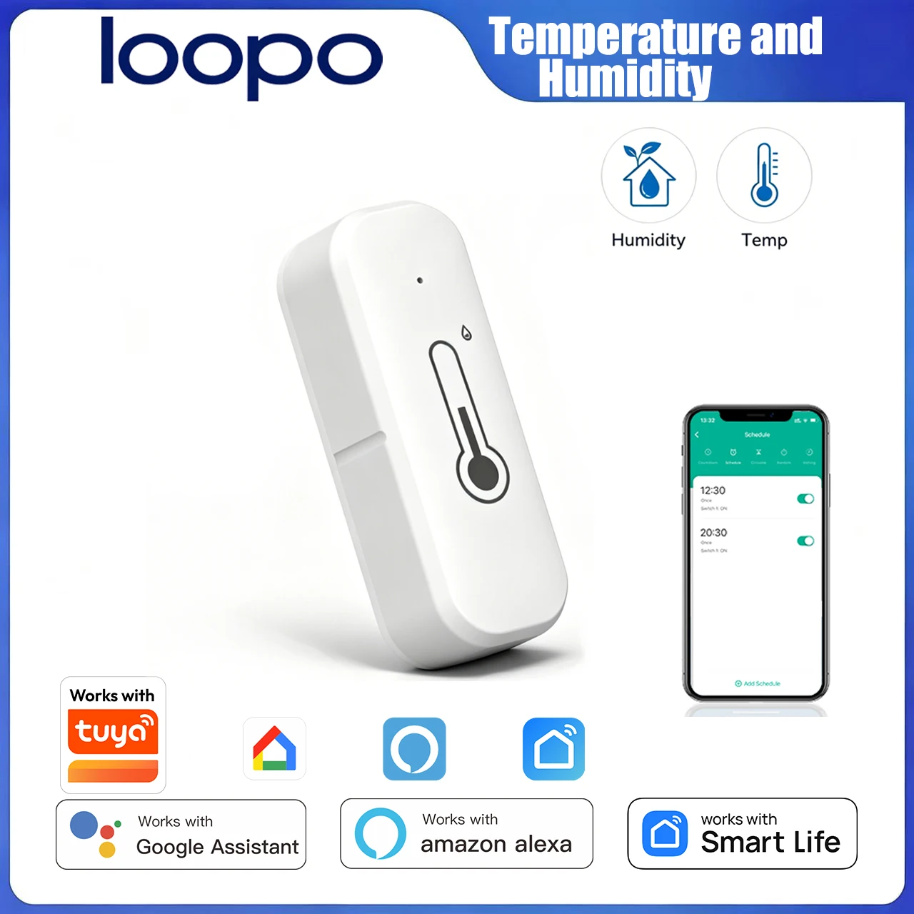 Tuya WiFi Smart Temperature Humidity Sensor Smart Life APP Remote Monitoring Alexa Google Home Voice Control