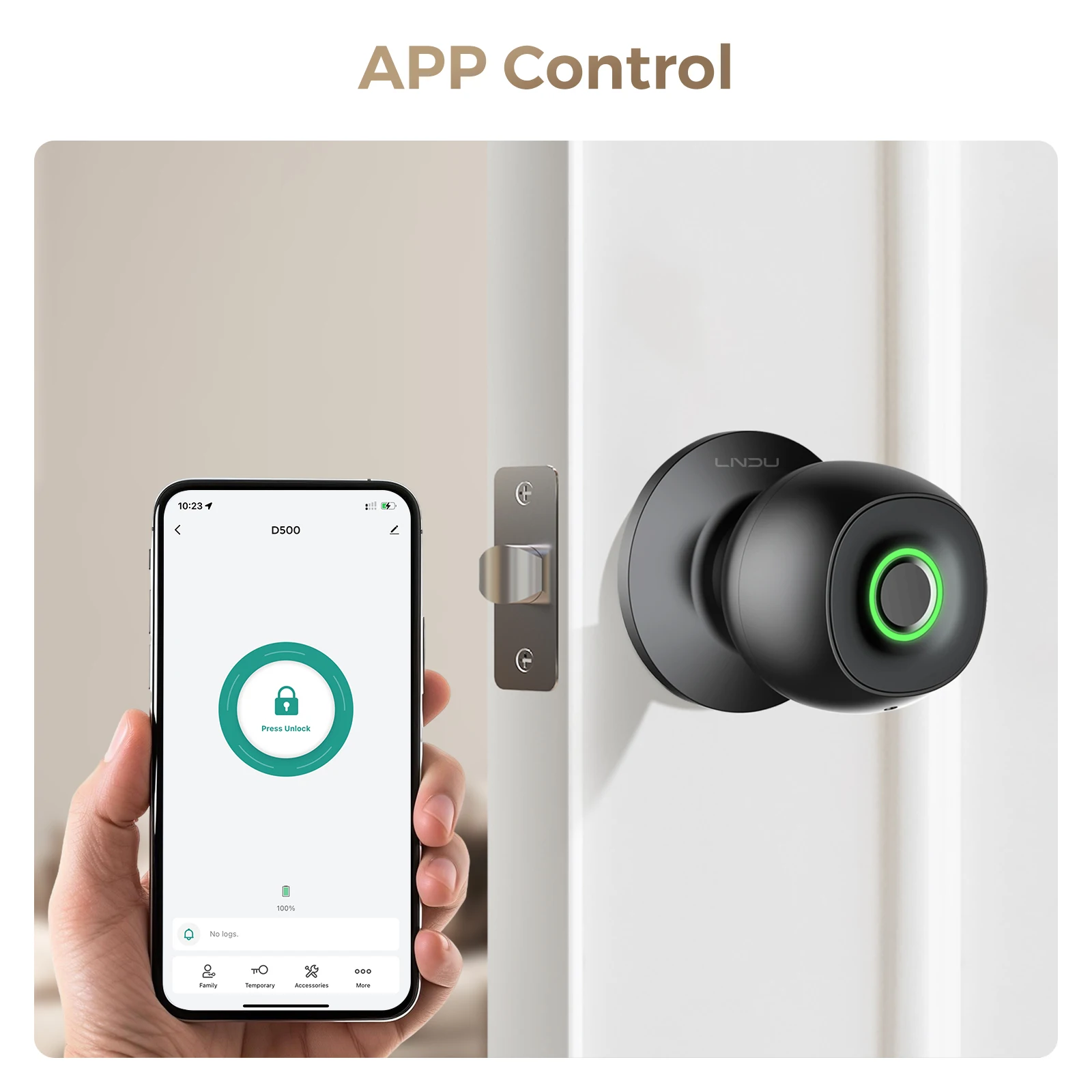 LNDU Smart Lock Fingerprint Door Lock Smart Keyless Door Lock Biometric Entry Bluetooth APP Control Low Battery Alert