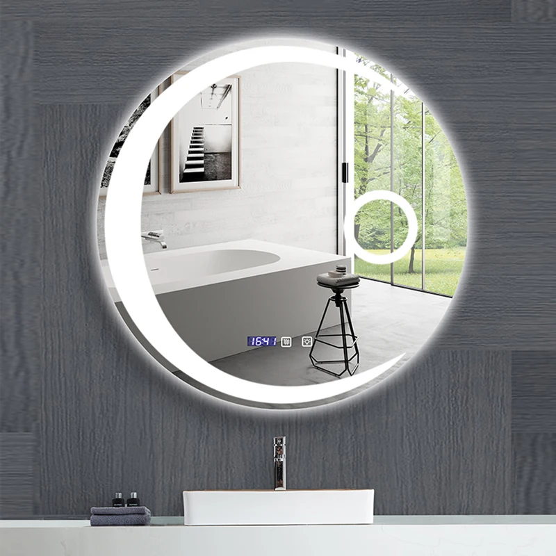 Creative Bathroom Mirror Smart Mirror Makeup LED 3 Color Adjustable Light With Bluetooth Speaker For Home Decorative