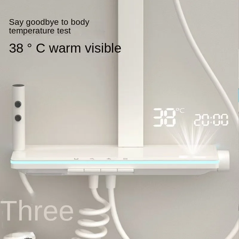 Intelligent Constant Temperature Digital Shower Head Set 40CM Large Storage Platform All Copper Body LED Ambient Light