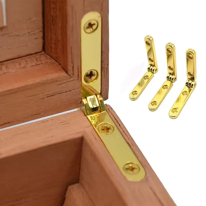5PCS Foldable Packaging Box Alloy Hinge Wooden Box Seven Character Hardware Support Makeup Box 90° Zinc Alloy Home Furnishings