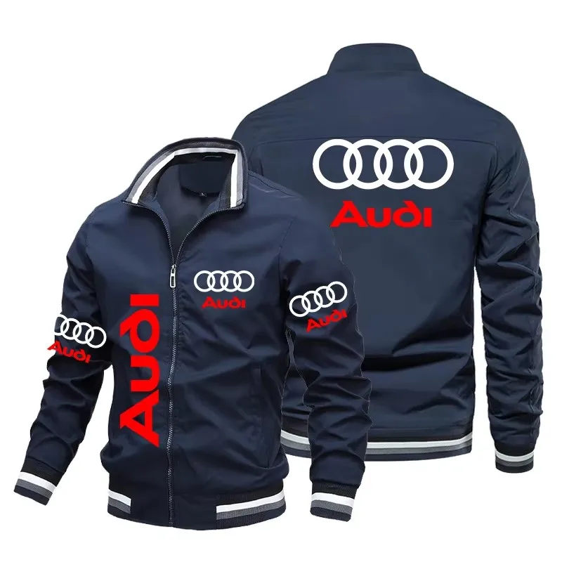 Audi Jackets Men Audi A6 A8 Q5 Q7 RS Logo Print Motorcycle Jacket Casual Outdoor Racing Biker Jacket Autumn Men Clothing S-5XL