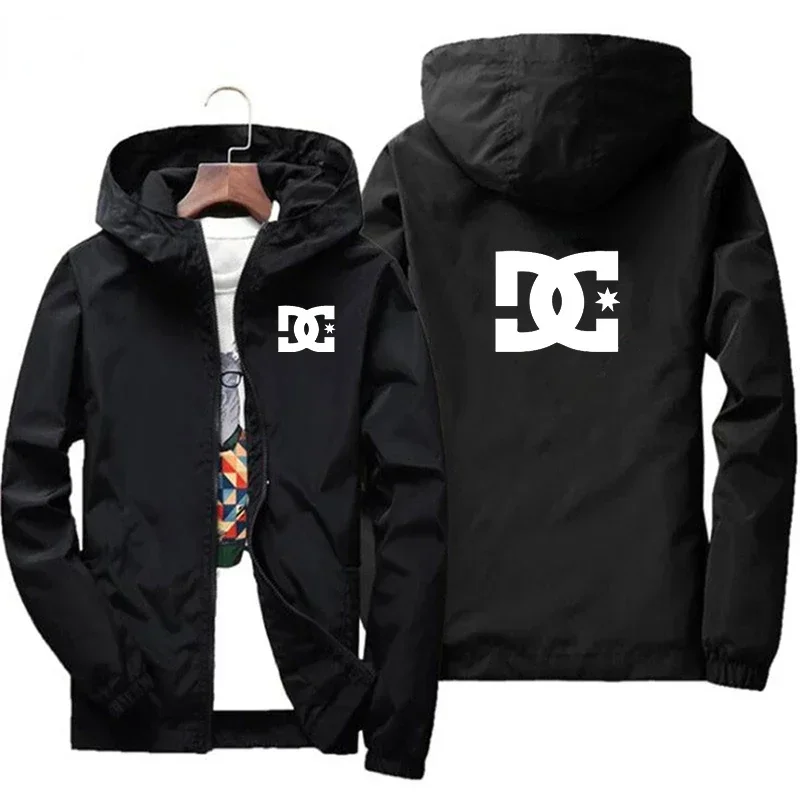 New men's hooded jacket, fashionable for outdoor use, windproof and waterproof, with zipper design, casual sports jacket