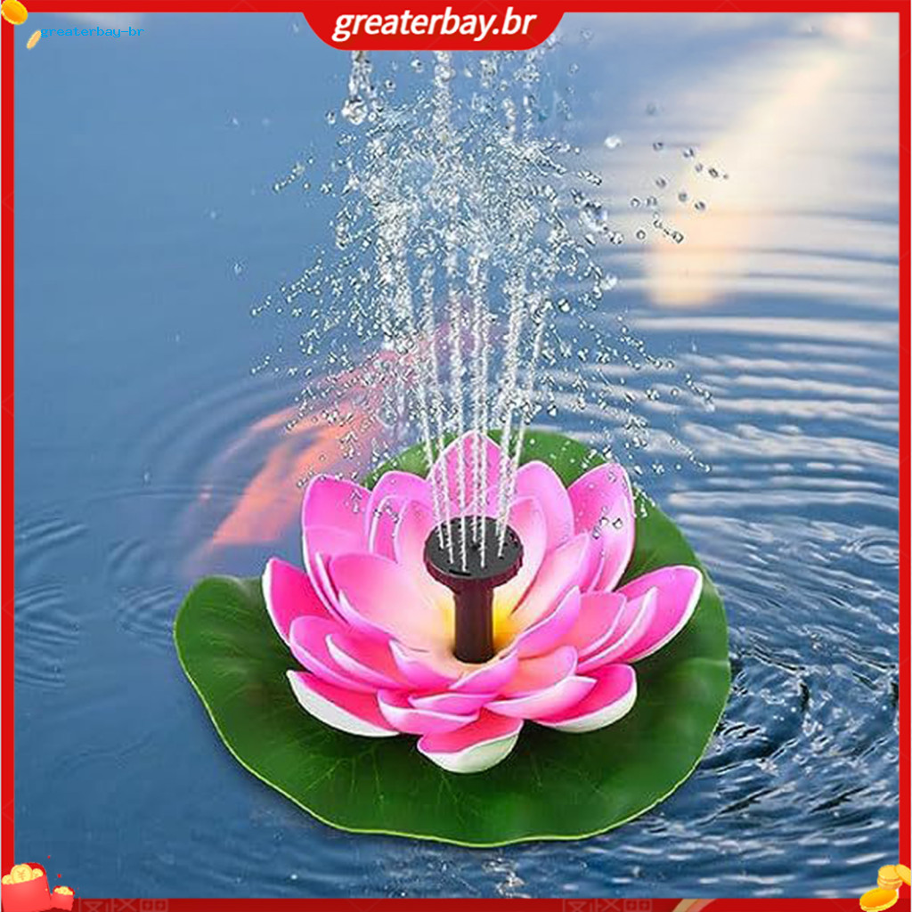 Lotus Solar Water Fountain with Spray Nozzles – Floating Lily Bird Bath Pump for Garden Pond Pool Outdoor Decoration E