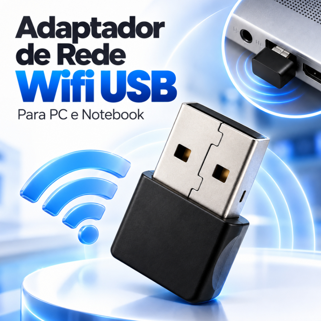 Adaptador de Rede WiFi USB para PC Notebook