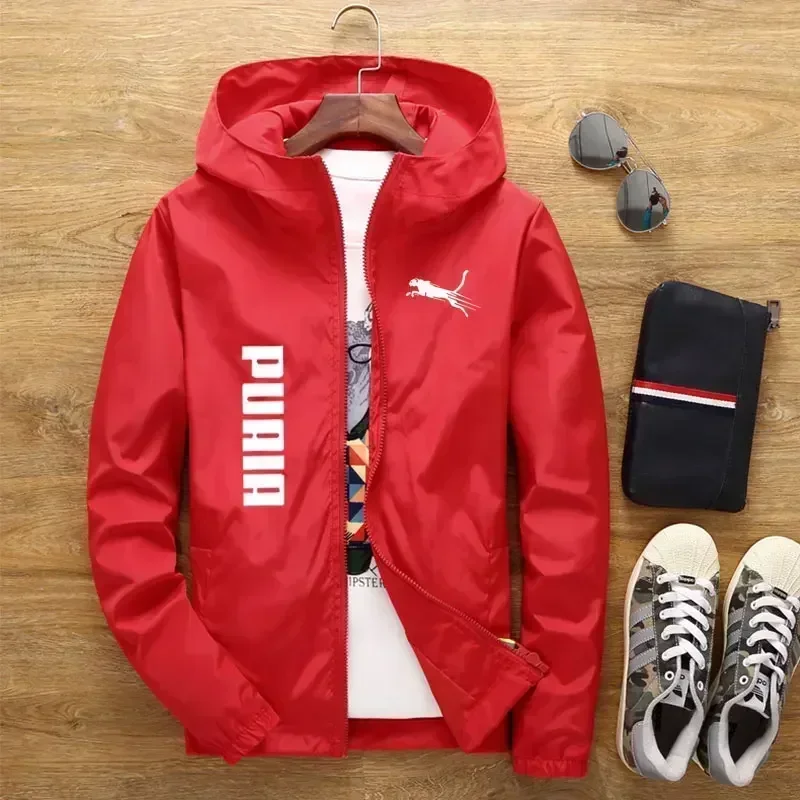Men's Outdoor Thin Casual Hooded Zipper Windbreaker Spring Autumn Windproof Waterproof Fishing Mountaineering Jacket Coat Street