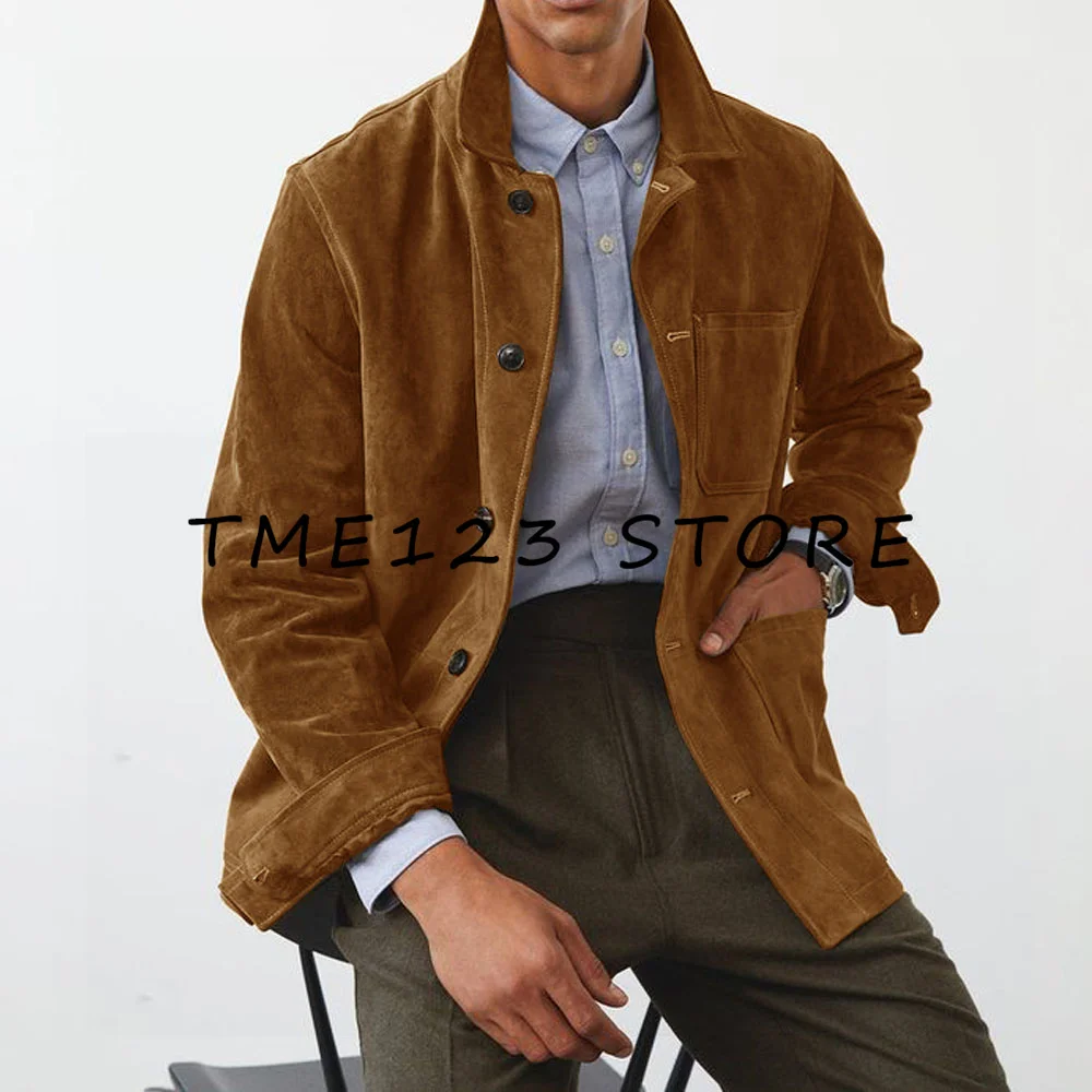 Men's New Suede Jacket Business Casual Single Breasted Jacket Man Jackets Men Suit Costumes Elegant Party Dresses  Male Full