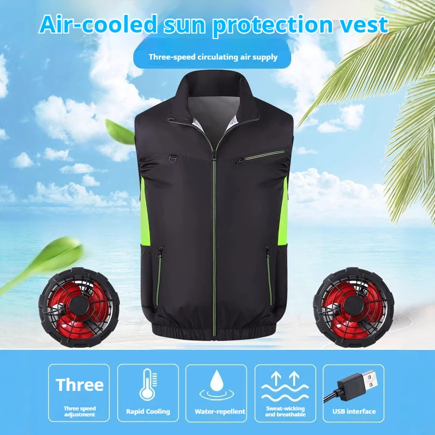 Cooling Vest for Men with Fan USB Rechargeable Summer Air Conditioned Work Jacket Outdoor Welding Construction Safety Refrigerat