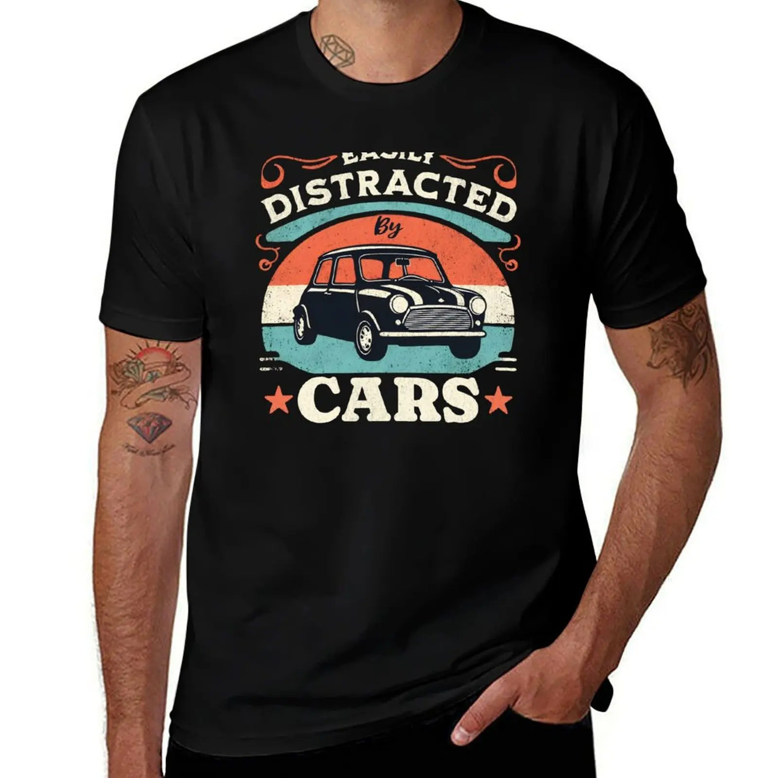 Easily Distracted By Cars - Retro Classic Mini T-Shirt Simple Graphic Design T-Shirt