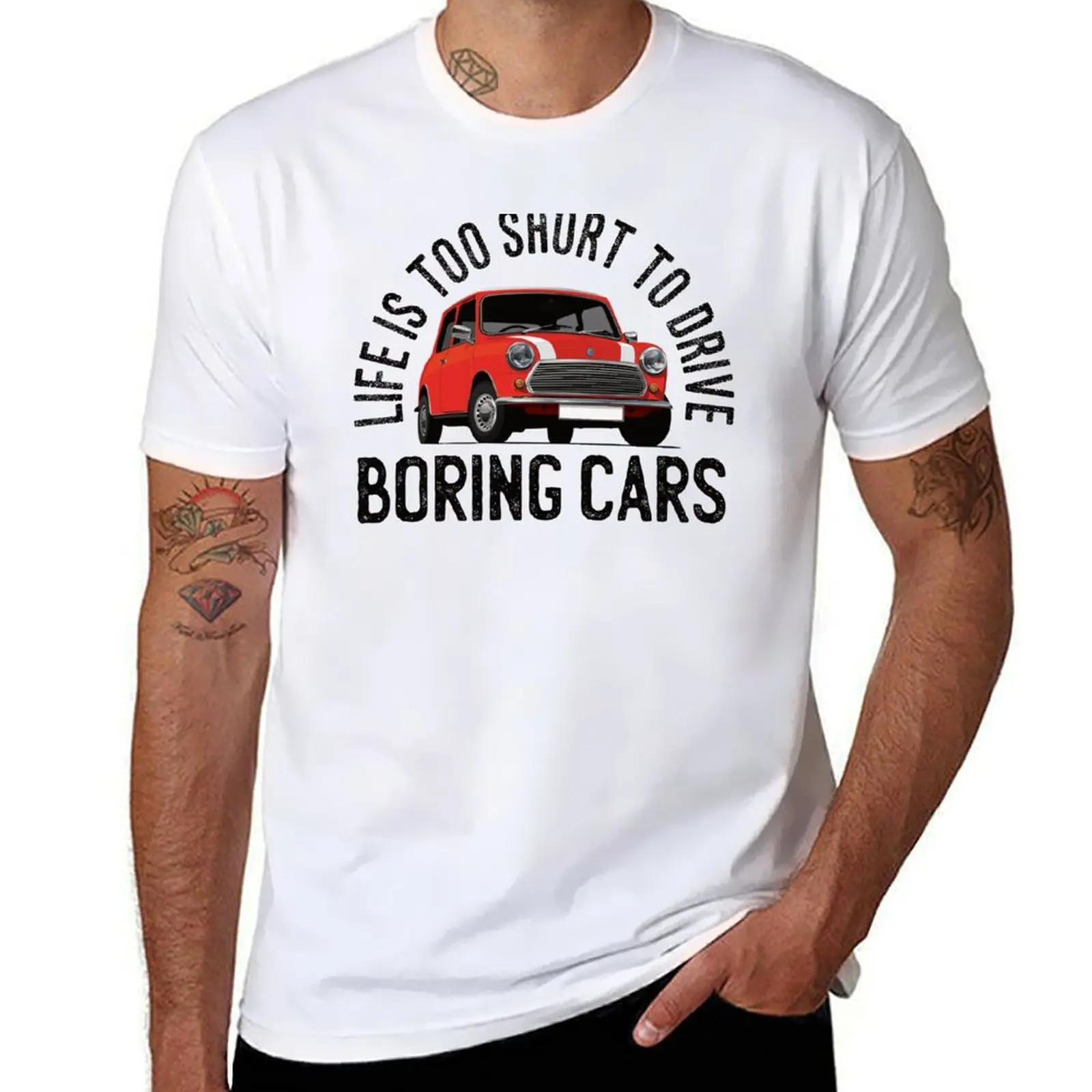 Life is too short to drive boring cars - Red Austin Morris Mini T-Shirt man t shirt summer t shirt man casual T-Shirt