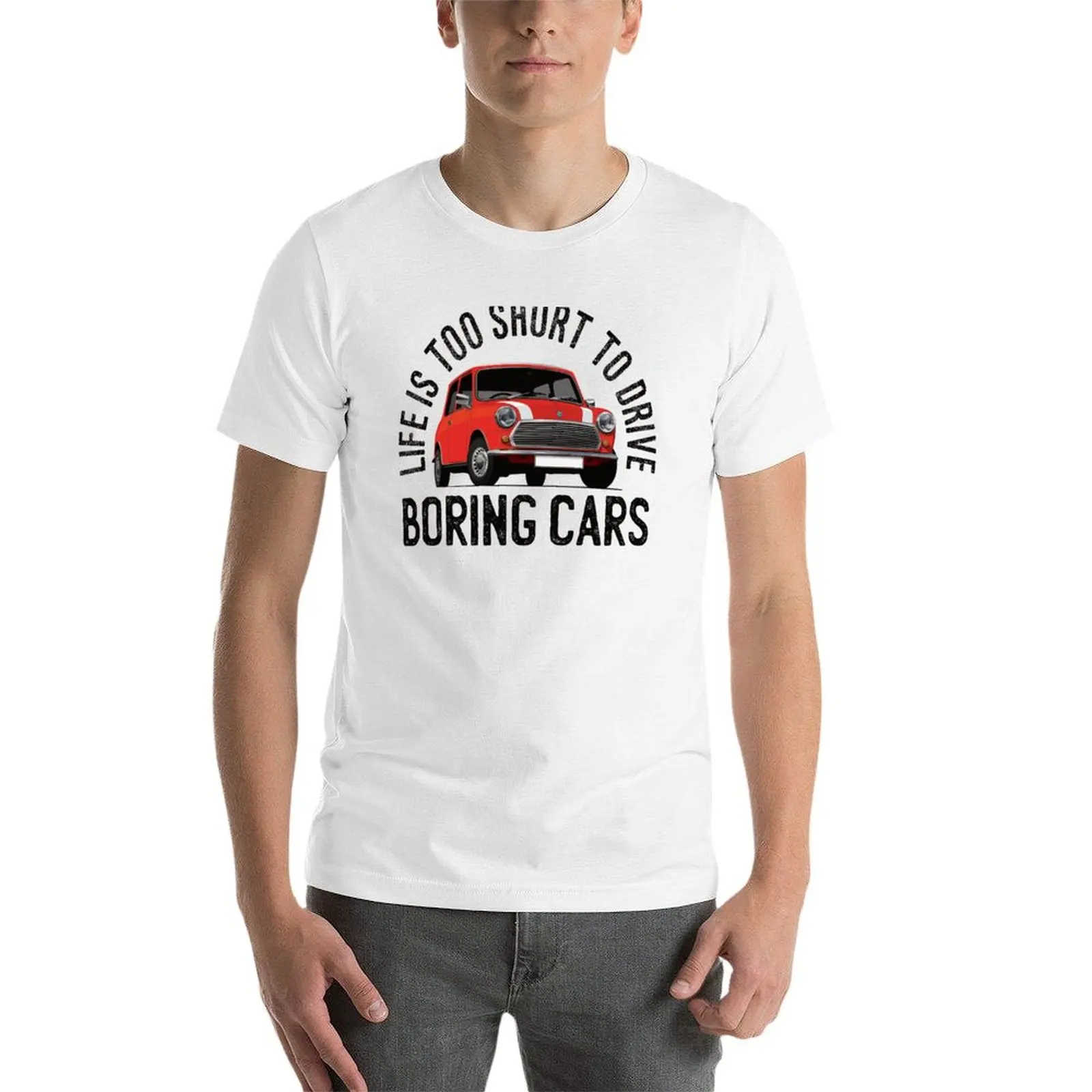 Life is too short to drive boring cars - Red Austin Morris Mini T-Shirt man t shirt summer t shirt man casual T-Shirt