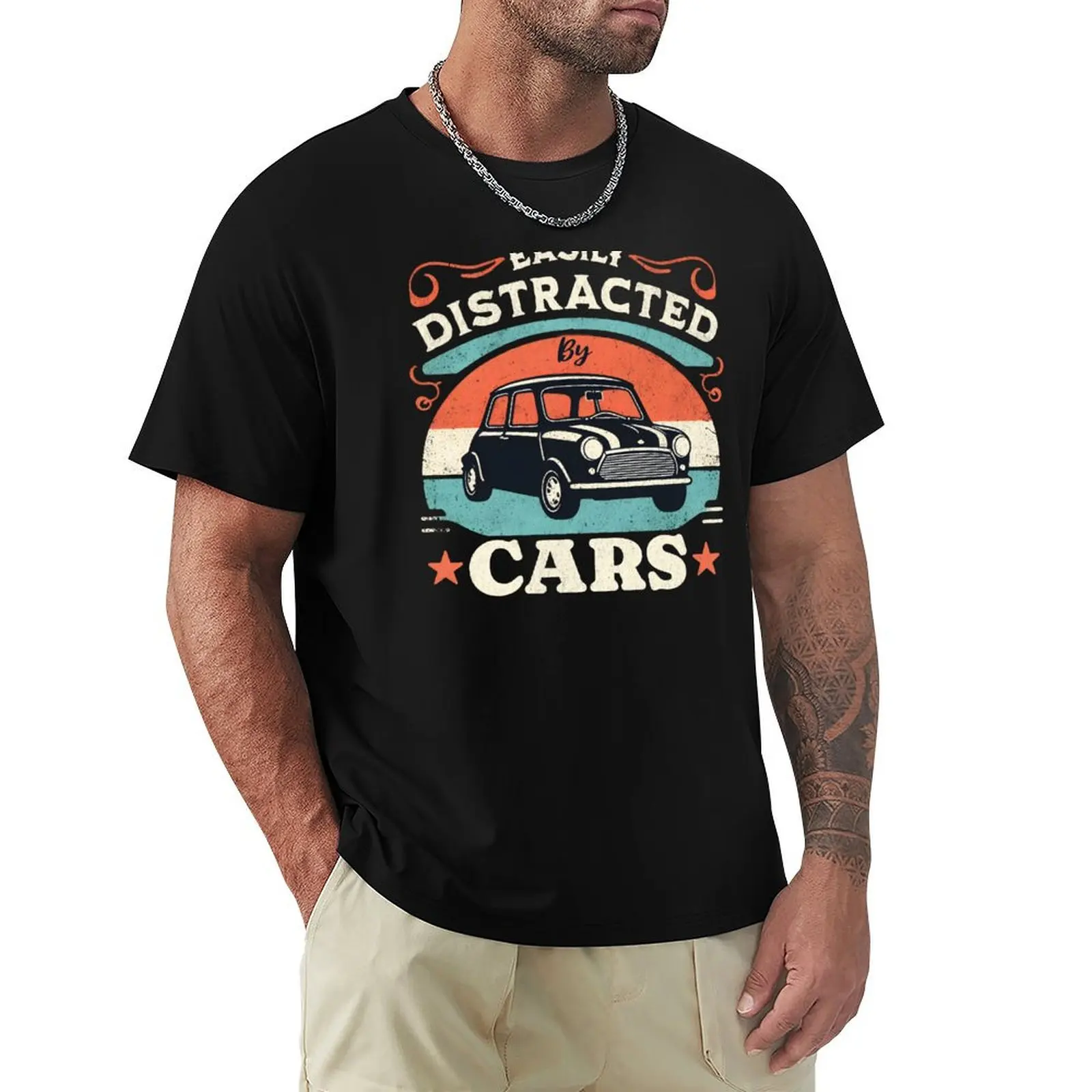 Easily Distracted By Cars - Retro Classic Mini T-Shirt Classic Basic Casual T-Shirt
