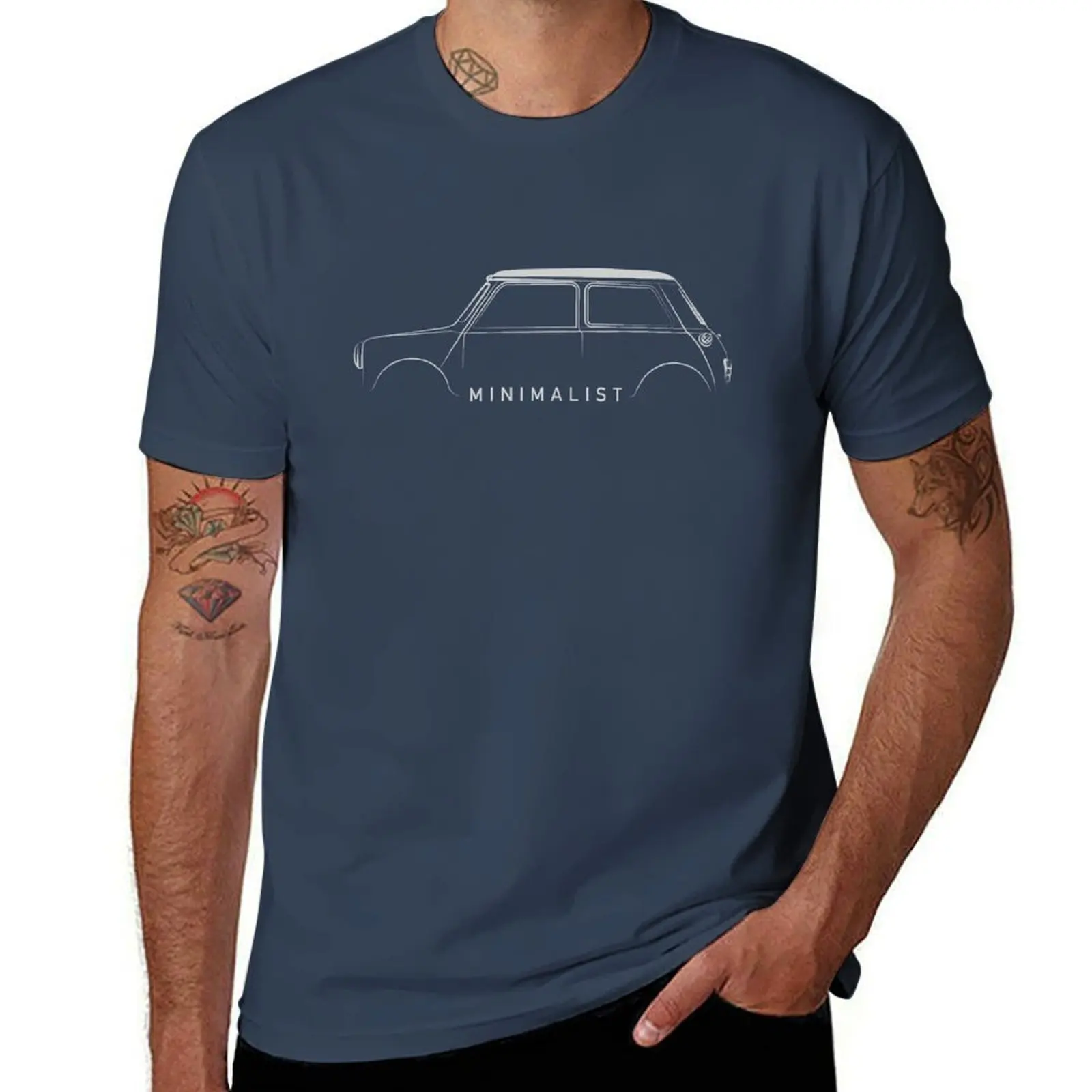 Minimalist People Classic Car Mini T-Shirt Breathable Basic Cotton T-Shirt