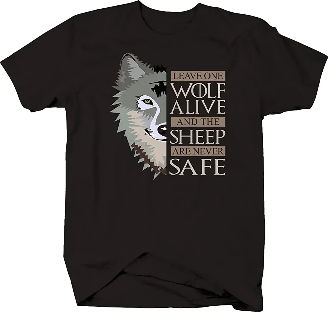 Leave One Wolf Alive And Sheep Are Never Safe Shirt Softstyle Tshirts Black Premium Cotton Short Sleeve O-Neck Mens Tshirt S-3XL