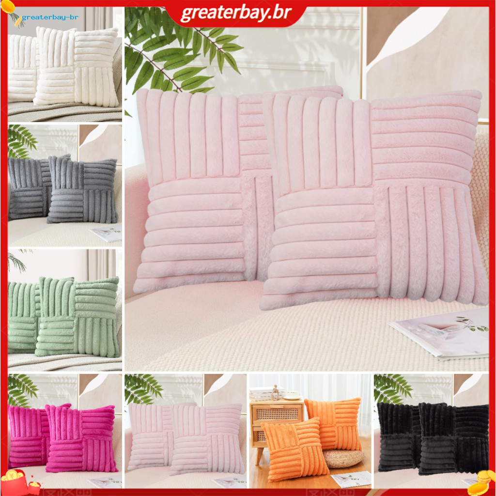 Soft Faux Fur Plush Throw Pillow Cover 18x18 Inch Fluffy Striped Cushion Case Machine Washable Decorative Pillowcase for