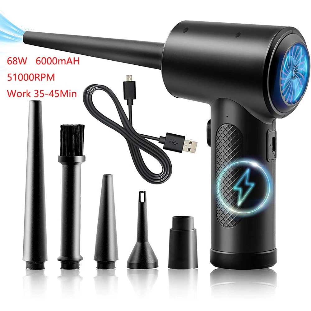 Compressed Air Duster For Computer Keyboard PC Car Clean 51000 RPM USB Charging Portable Electric Dedusting Wireless Air Blower