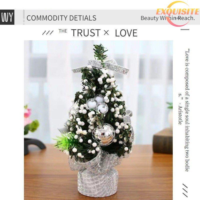 [EL-t] Pequena Mini Árvore De Natal Pré-Decorada , Pinho Artificial Com Laço De Fita , Enfeite De Mesa Para Decoração De