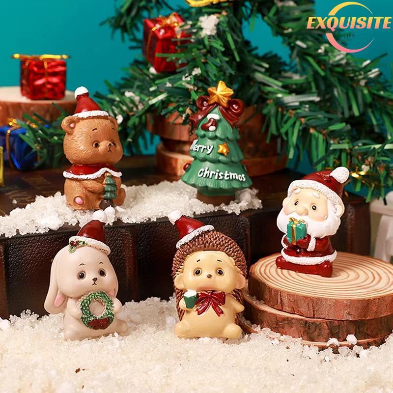 [EL-t] Estatueta Criativa De Resina De Natal , Mini Artesanato Fofo Para Decoração De Árvore Enfeite De Mesa Festa , Pre