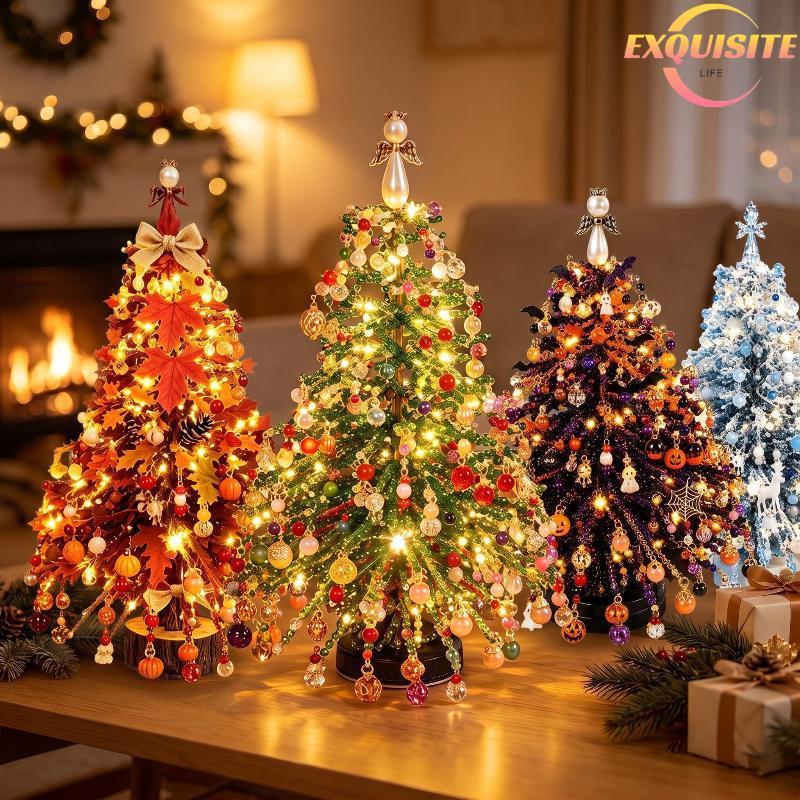 [EL-t] Kit De Árvore De Natal Com Contas DIY Conjunto De Artesanato De Férias De Cristal Luzes LED Decoração De Casa Pre