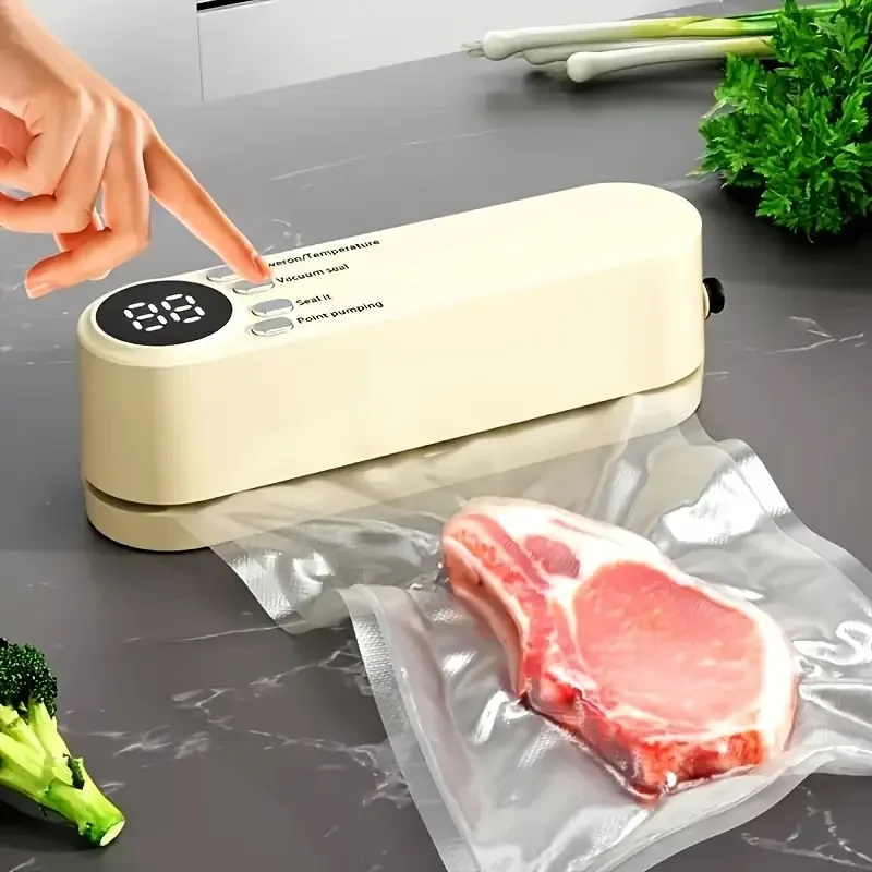 USB mini vacuum sealing machine (with digital display screen) - quick sealing function, including pump and sealing bag.