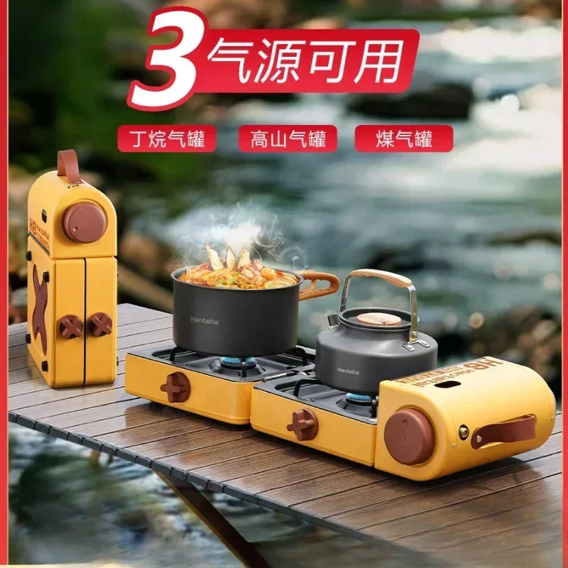 cross-borderHot salesFolding double-head cassette stove outdoor small portable camping new backpack