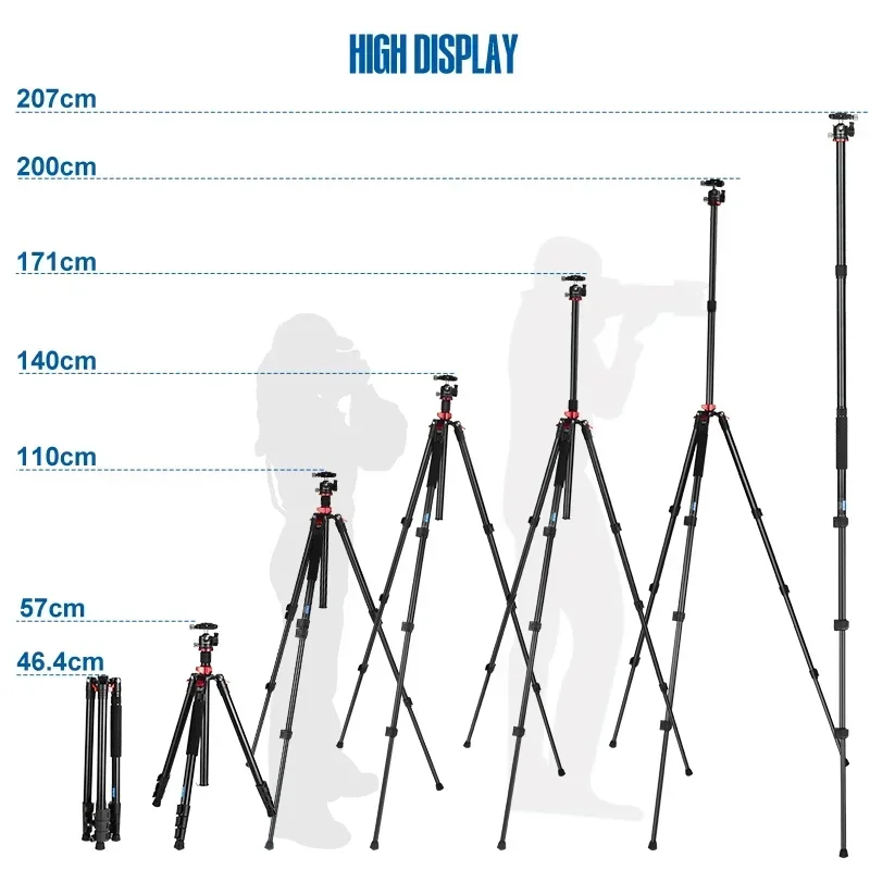 Portable Compact Folding Tripod Stand Ball Head Travel Outdoor Photography Video Digital Cameras Mobile Phones Video Cameras