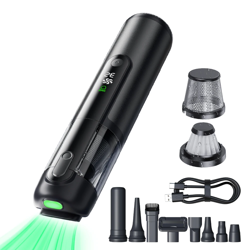 New Handheld Electric Car Vacuum Cleaner USB Cordless Portable Digital Display Brushless Blow-Suction Integrated Vacuum Cleaner