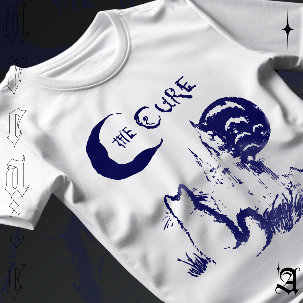 Camiseta Basica Algodao The Cure Robert Smith Cat Moon Night Rock N Roll Album Unissex