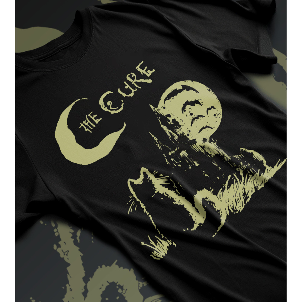 [Camiseta Premium em Algodão Puro]GXG Camiseta Basica Algodao The Cure Robert Smith Cat Moon Night Rock N Roll Album Uni