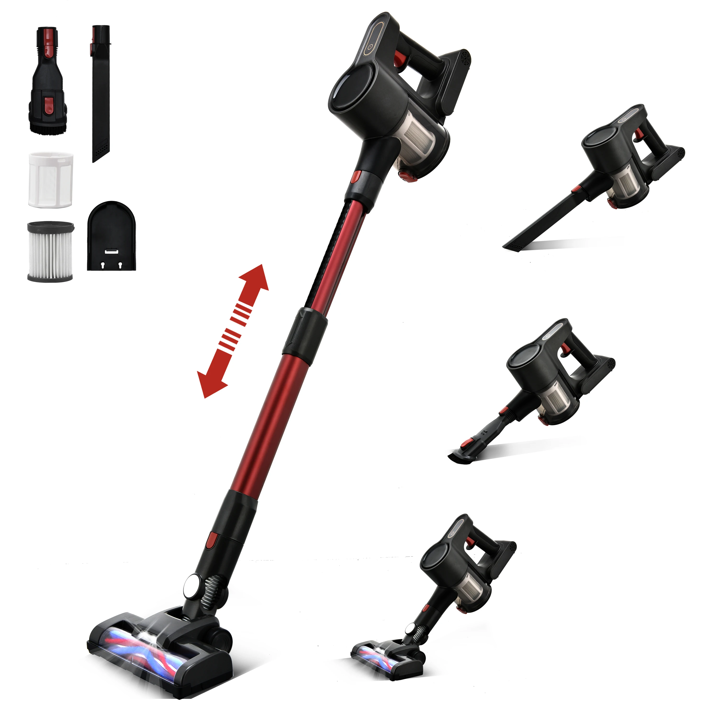 Cordless Professional LED Light Self-Standing Floor Brush Vacuum Cleaner Stick for Household Car Rechargeable With HEPA Filter