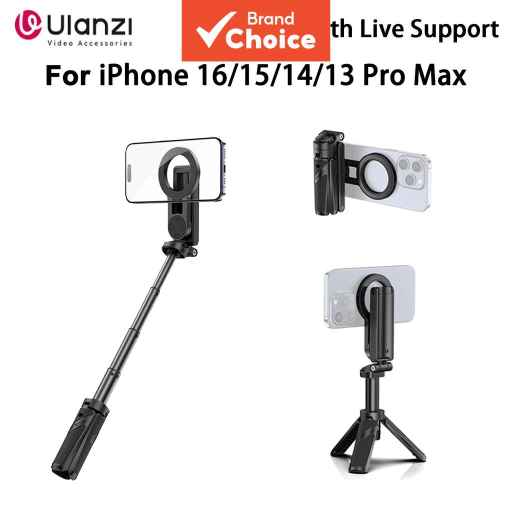 Ulanzi JJ03 Suporte Magnético para Celular com Tripé de Mesa e Grip Wireless para Paus de Selfie, compatível com iPhone