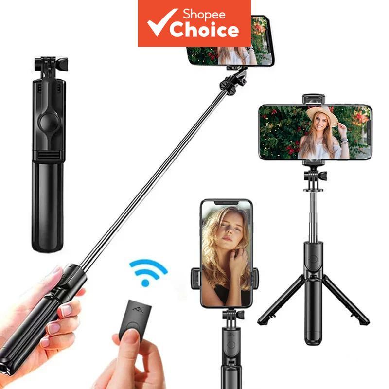 Bastão de Selfie Bluetooth extensível e tripé para iPhone e Samsung com controle remoto para vídeos e transmissões ao