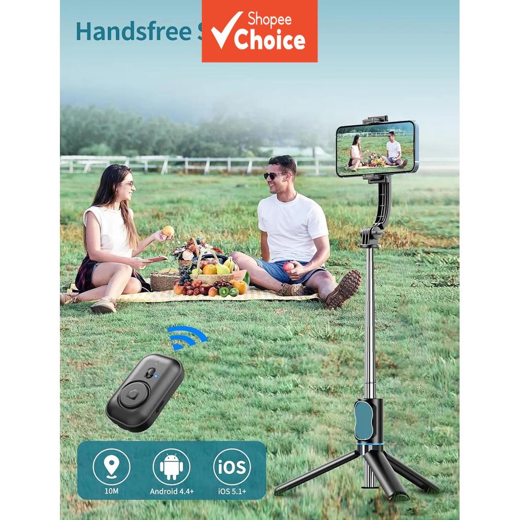Bastão de Selfie Portátil Tripé com Suporte Removível para Celular, Rotação 360° e Compatível com iPhone/Android/Samsung