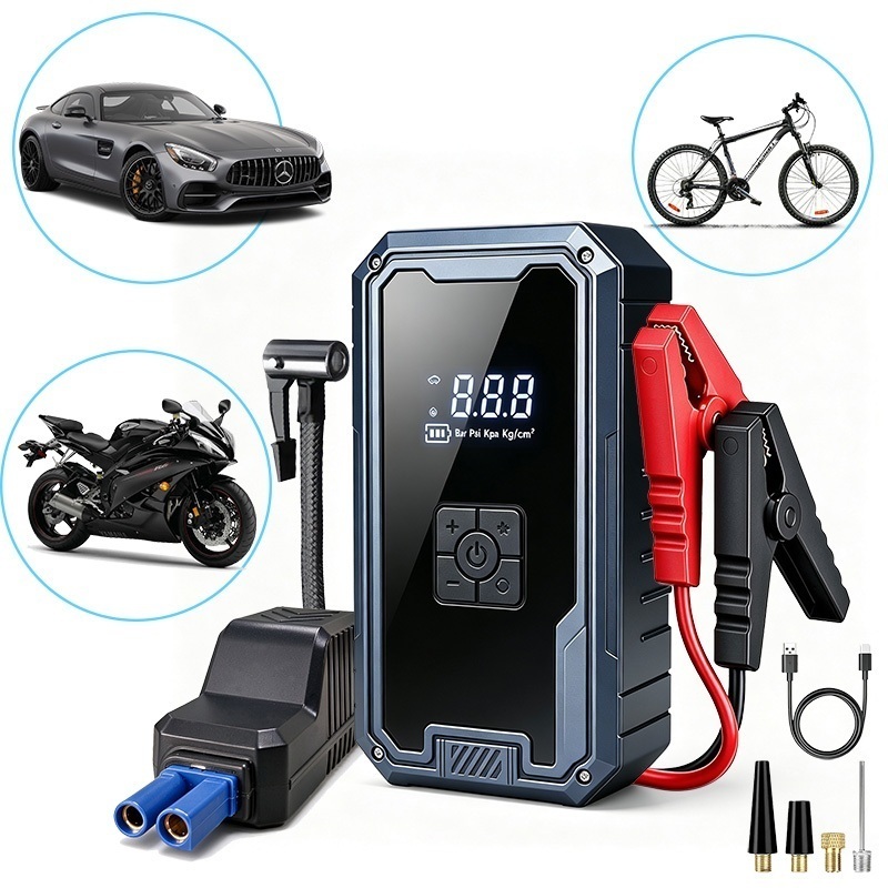 Auxiliar de Partida Portátil 20000mAh Compressor de Ar 150PSI Lanterna LED Sinal SOS Power Bank para Carro