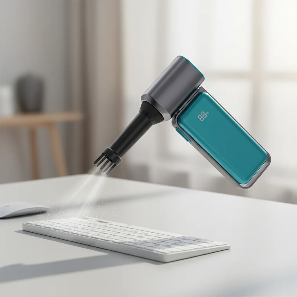 Compressed Air Duster with Inside Battery 5 Nozzles Cordless 12-Speed Adjustable Mini Blower for Computer Keyboard Car Cleaning