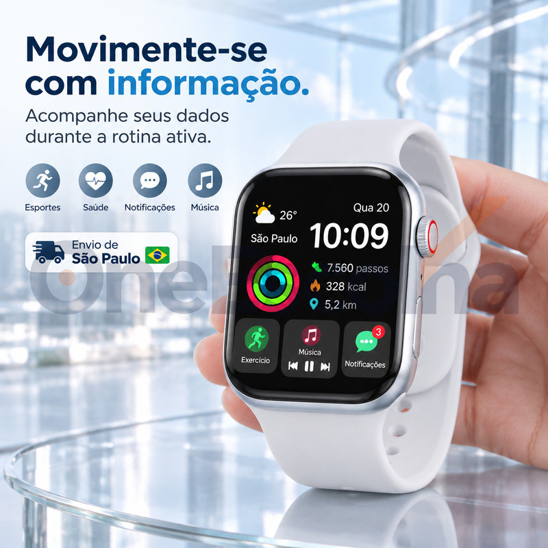 Envio de São Paulo 2026 Novo Produto Smartwatch W9 Kit com 2 Pulseiras, Chamadas Bluetooth, Alta Qualidade