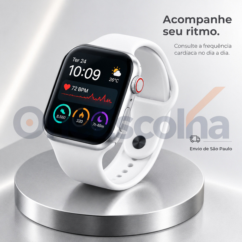 Envio de São Paulo Smartwatch W9 45mm para Uso Diário, Tela Tátil HD, Chamadas Bluetooth, Registro de Movimento