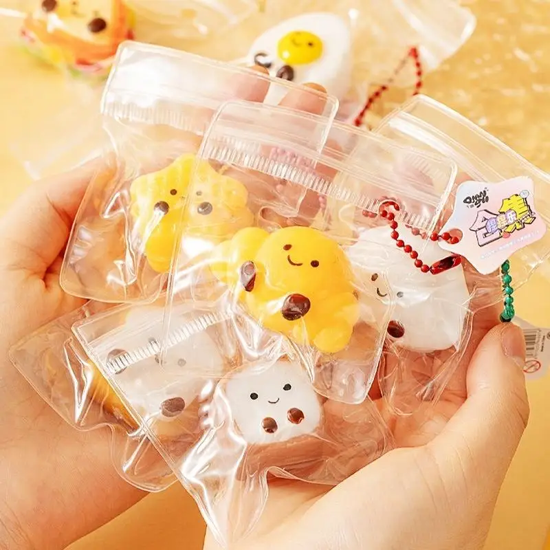 5Pcs Party Favor Gift Bread Dumping Food Stress Relief Squeeze Toys Mini Mochi  Toys Sensory Pinch Fun Keychain Pendant