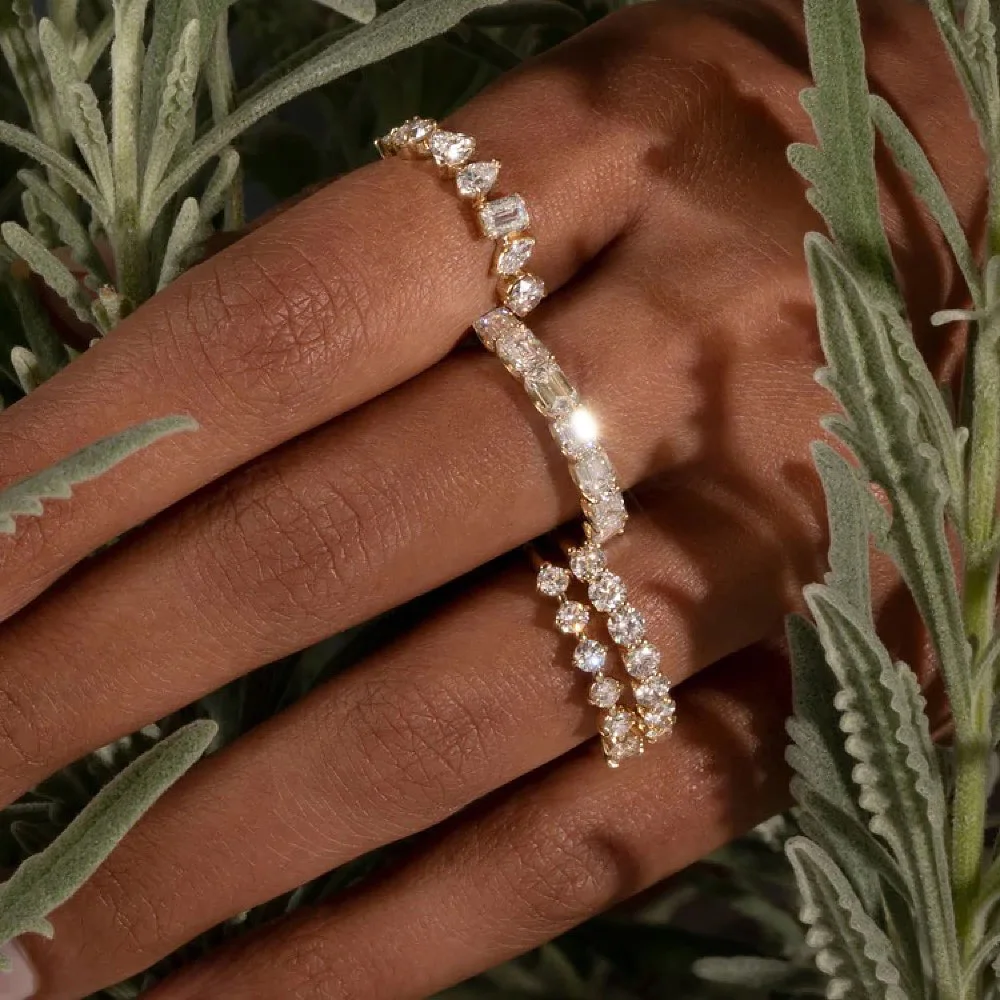Minimalist Women's Ring Gold Color Geometry Cubic Zirconia Simple Stackaing Rings Finger Accessories Female Jewelry Gifts R018