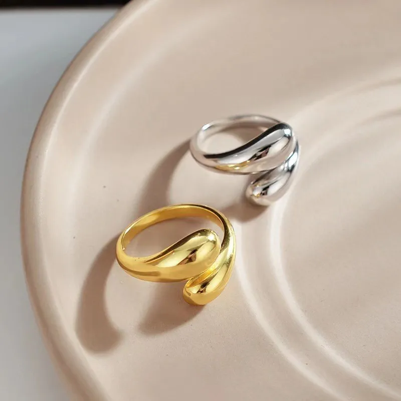 Vintage Smooth Double Ball Beads Rings for Women Men Y2K Trendy Adjustable Ring Korean Elegant Party Jewelry Couple Gifts