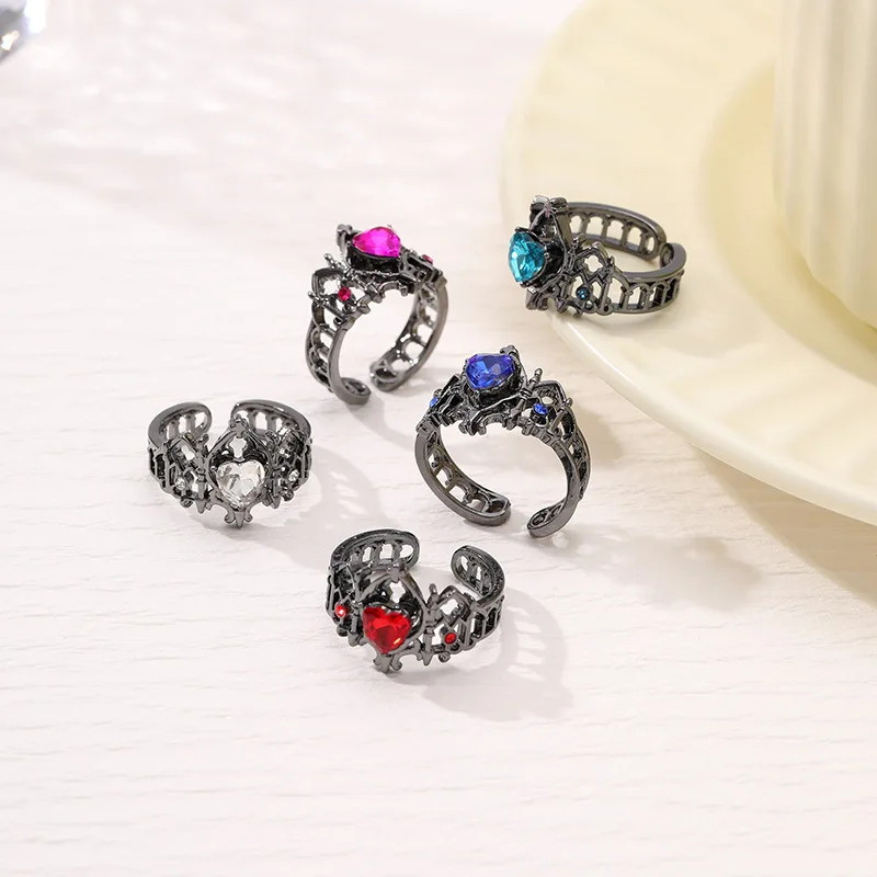 Gothic cross crown love jewelry women's niche light luxury French medieval ring opening adjustable ring