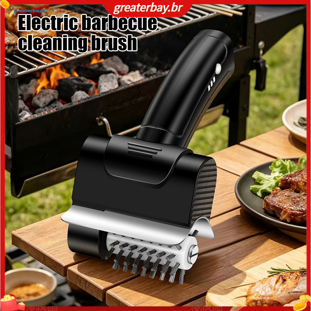 Cordless Electric Bbq Grill Brush with Type-c Rechargeable Battery High-speed Motor Stainless Steel Bristles Splash Guar