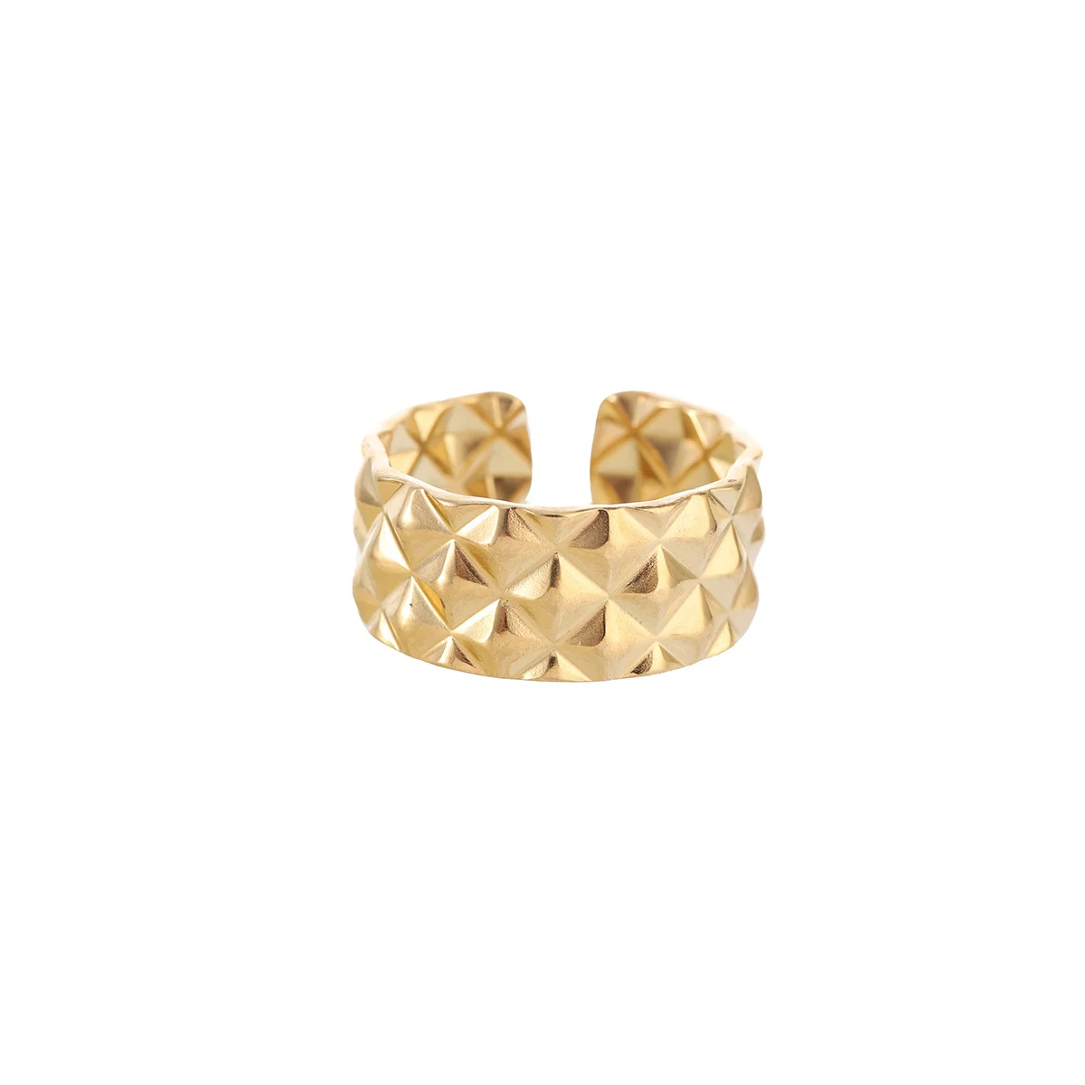 Light luxury irregular gold-plated stainless steel ring, waterproof and non-fading heavy metal, with adjustable finger ring