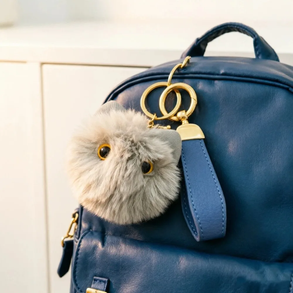Cat Dog Furry Ball Car Key chain Cute Style Mini Plush Toy Key Ring Girl Boy Backpack Pendant Decoration Couples Birthday Gift