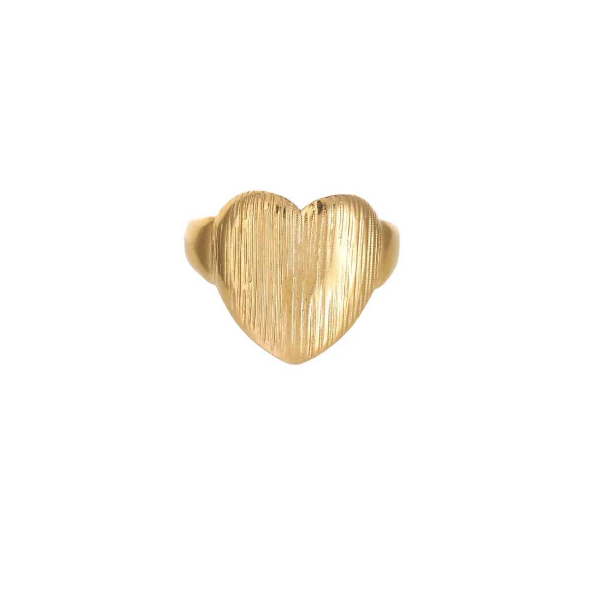 Light luxury love gold-plated stainless steel ring, waterproof and non-fading heavy metal, with adjustable finger ring